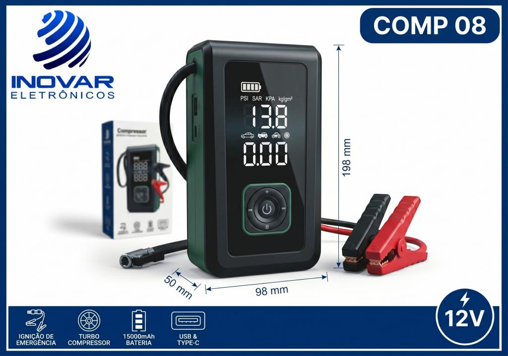 COMP 08 COMPRESSORCOM LANTERNA E IGNIÇAO DE EMERGENCIA