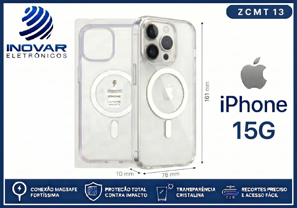 ZCMT 13 CAPA TRANSPARENTE COM MAGSAFE IPHONE 15G