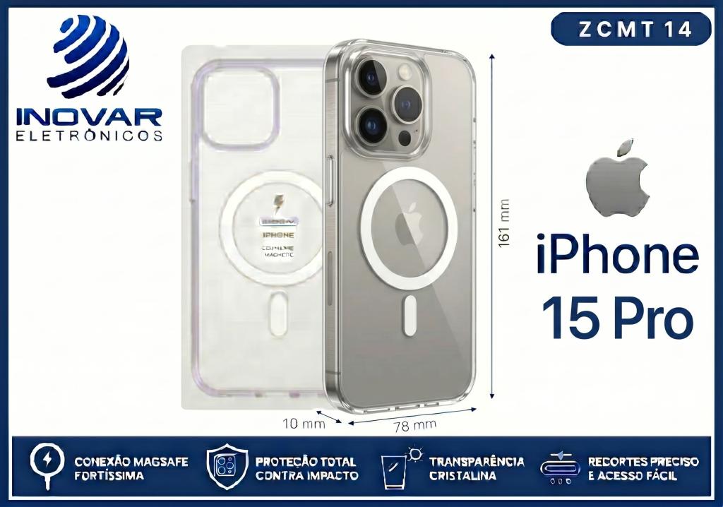 ZCMT 14 CAPA TRANSPARENTE COM MAGSAFE IPHONE 15 PRO