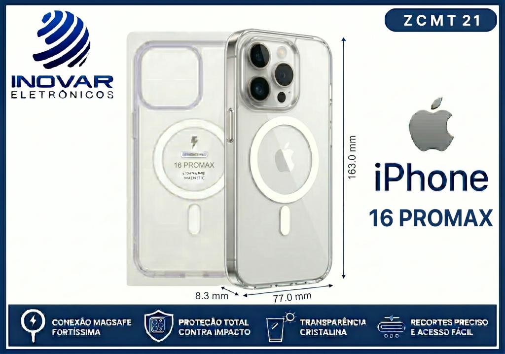 ZCMT 21 CAPA TRANSPARENTE COM MAGSAFE IPHONE 16 PROMAX