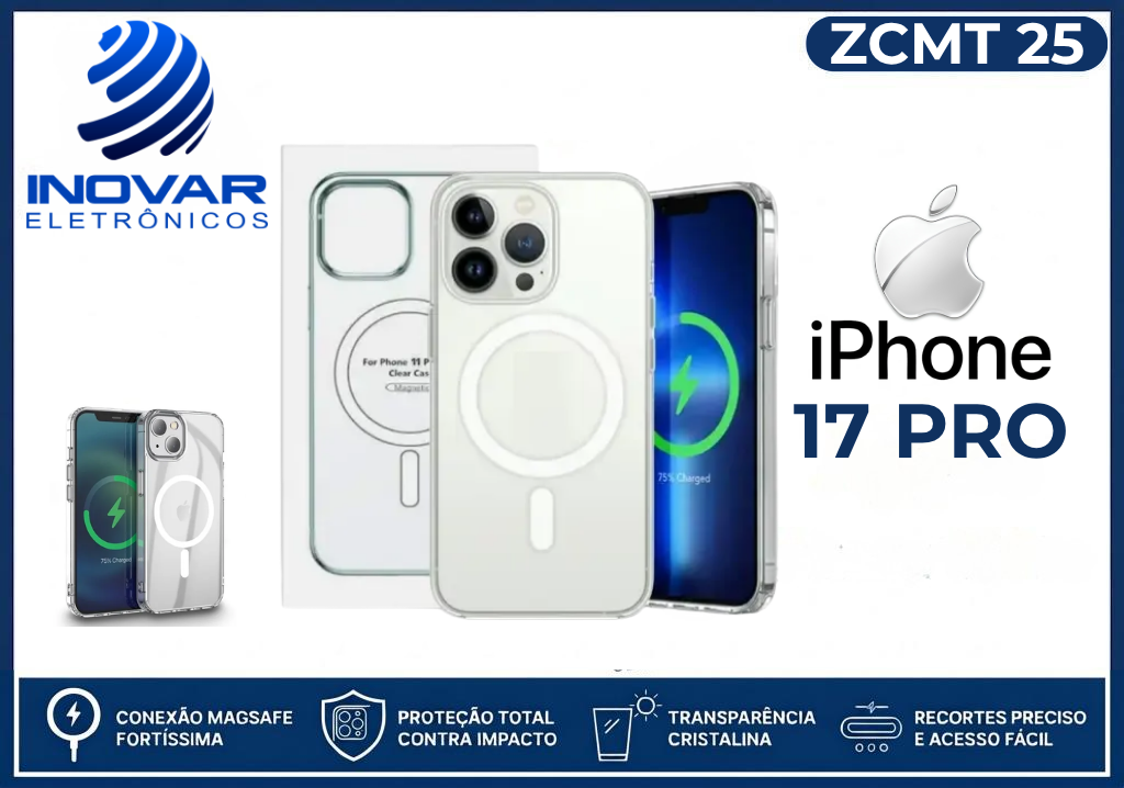ZCMT 25 CAPA TRANSPARENTE COM MAGSAFE IPHONE 17 PRO