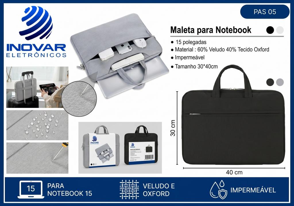 PAS 05 PASTA PARA NOTEBOOK 15 POLEGADAS COM DIVISORIA IMPERMEAVEL BM-B606