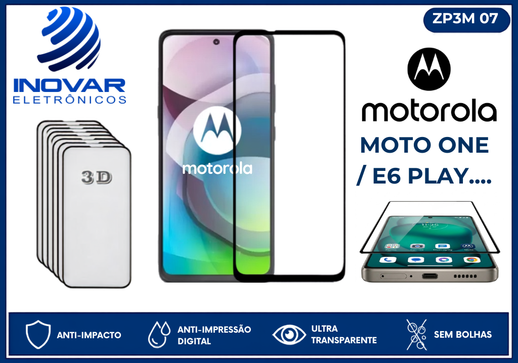 ZP3M 07 PELICULA 3D MOTOROLA MOTO ONE / E6 PLAY....