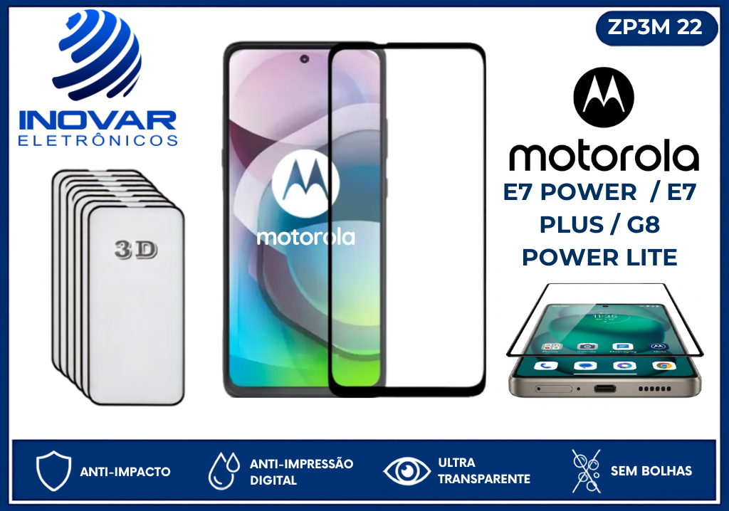ZP3M 22 PELICULA 3D MOTOROLA E7 POWER  / E7 PLUS / G8 POWER LITE