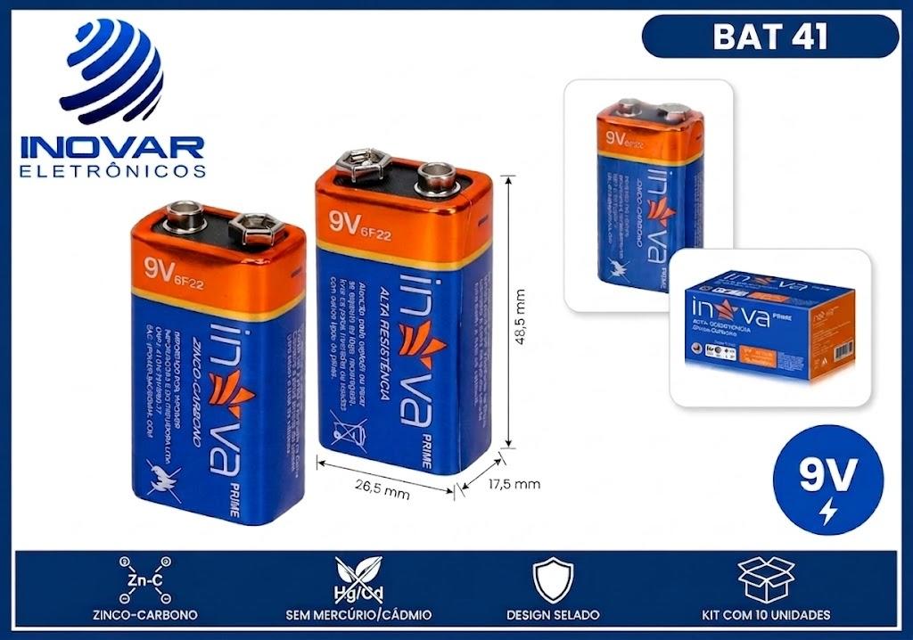 BAT 41 CAIXA COM 10 BATERIAS 9V CELL-12835