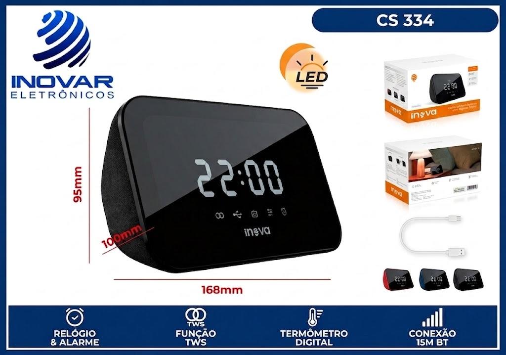 CS 334 CAIXA DE SOM COM RADIO RELOGIO COM TERMOMETRO DIGITAL MD-13438