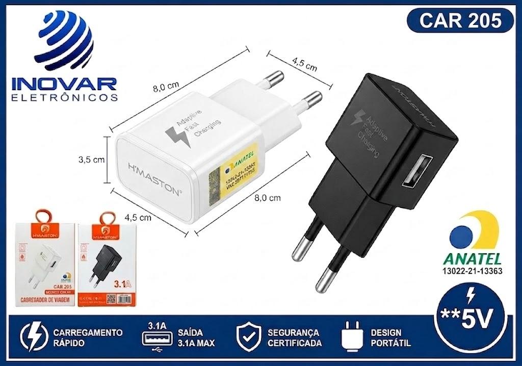 CAR 205 CARREGADOR FONTE 3.1A 1 SAIDA USB F001