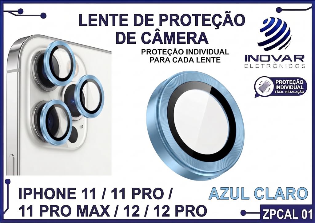 ZPCAL 01 LENTE DE CÂMERA UNITARIO LISA - IPHONE 11/11 PRO/11 PRO MAX/12/12 PRO - azul claro