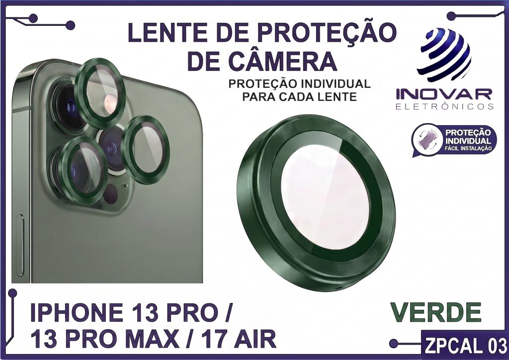 ZPCAL 03 LENTE DE CÂMERA UNITARIO LISA - IPHONE 13 PRO/13 PRO MAX/17 AIR - verde