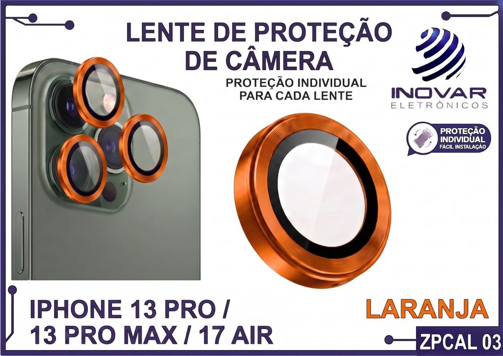 ZPCAL 03 LENTE DE CÂMERA UNITARIO LISA - IPHONE 13 PRO/13 PRO MAX/17 AIR - laranja