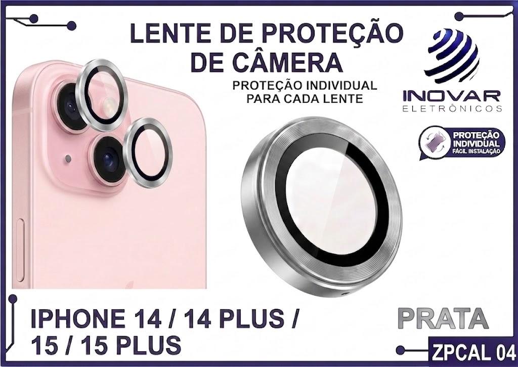 ZPCAL 04 LENTE DE CÂMERA UNITARIO LISA - IPHONE 14/14 PLUS/15/15 PLUS - prata