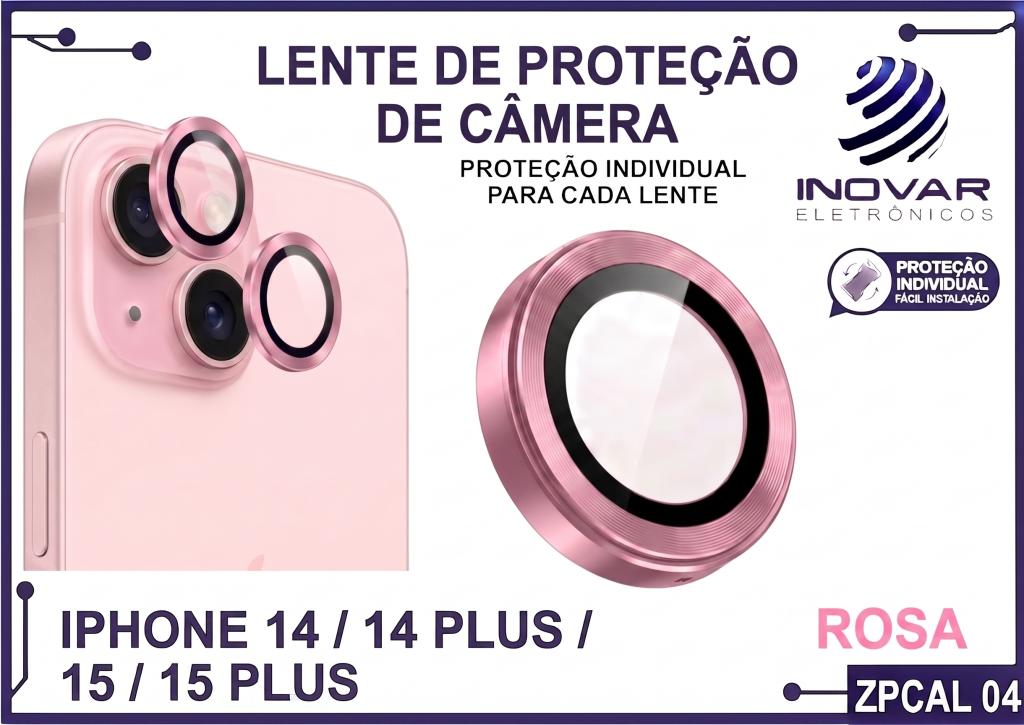 ZPCAL 04 LENTE DE CÂMERA UNITARIO LISA - IPHONE 14/14 PLUS/15/15 PLUS - rosa