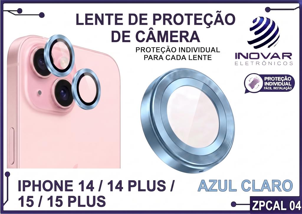 ZPCAL 04 LENTE DE CÂMERA UNITARIO LISA - IPHONE 14/14 PLUS/15/15 PLUS - azul claro