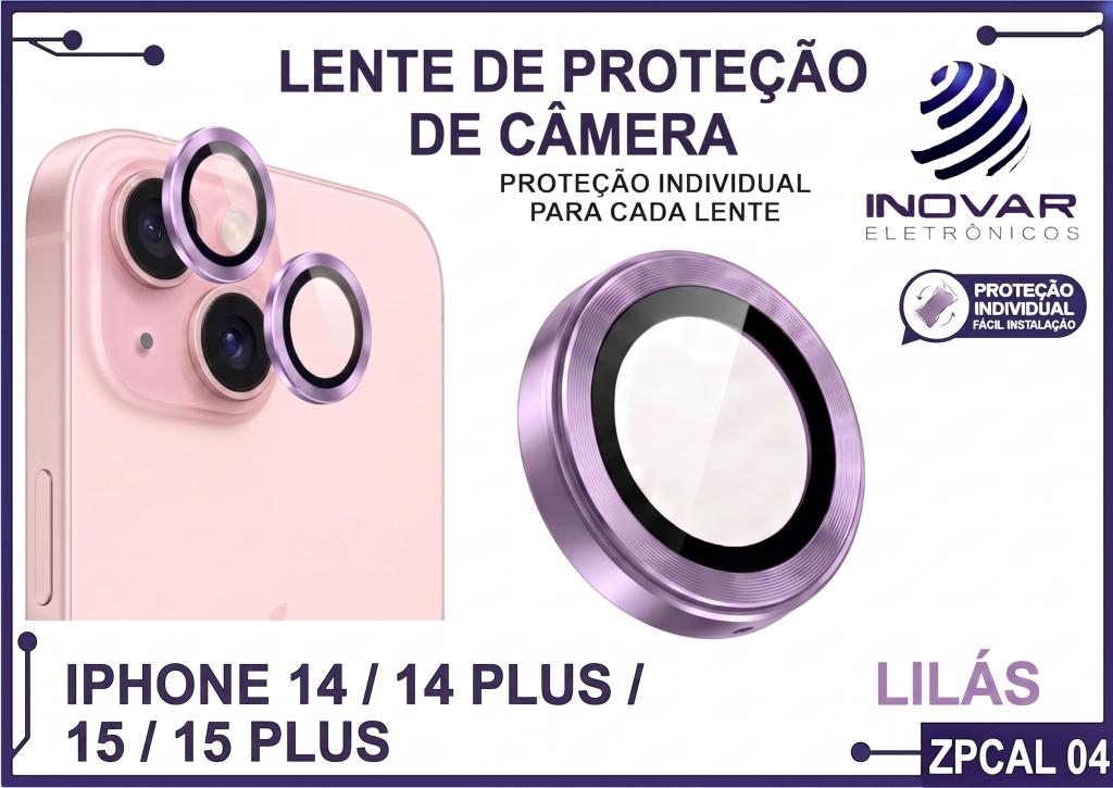 ZPCAL 04 LENTE DE CÂMERA UNITARIO LISA - IPHONE 14/14 PLUS/15/15 PLUS - lilás