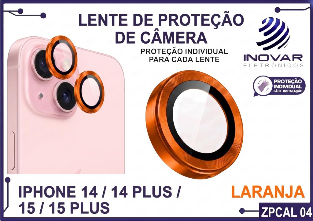 ZPCAL 04 LENTE DE CÂMERA UNITARIO LISA - IPHONE 14/14 PLUS/15/15 PLUS - titanium/laranja