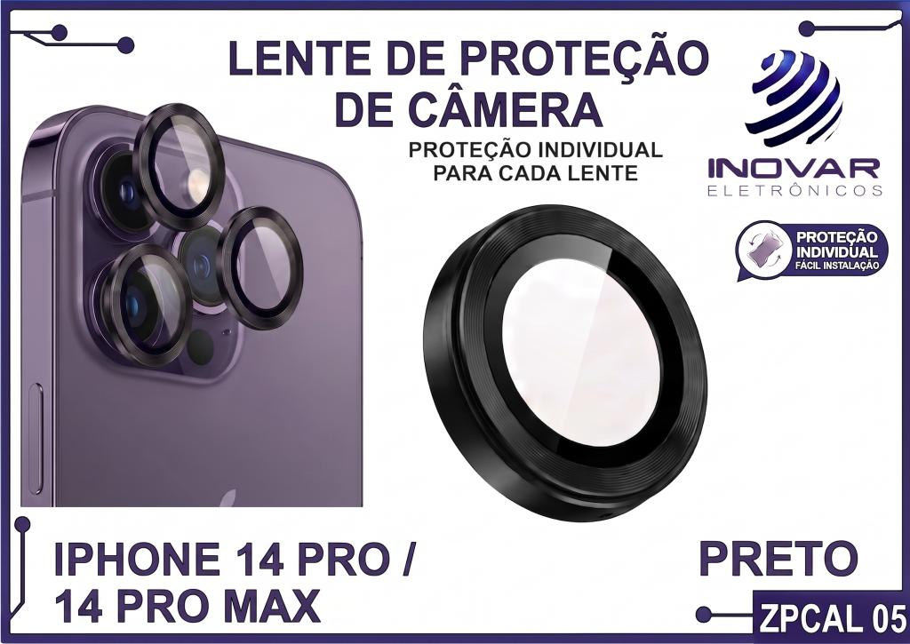 ZPCAL 05 LENTE DE CÂMERA UNITARIO LISA - IPHONE 14 PRO/14 PRO MAX - preto