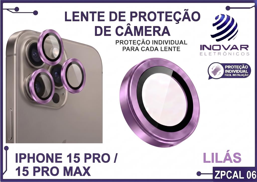 ZPCAL 06 LENTE DE CÂMERA UNITARIO LISA - IPHONE 15 PRO/15 PRO MAX - lilás