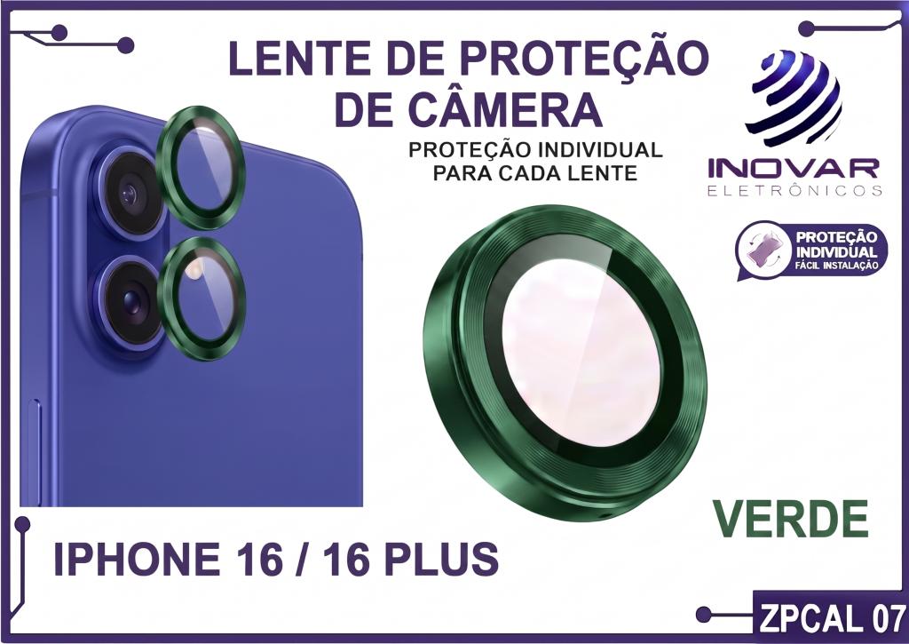 ZPCAL 07 LENTE DE CÂMERA UNITARIO LISA - IPHONE 16/16 PLUS - verde