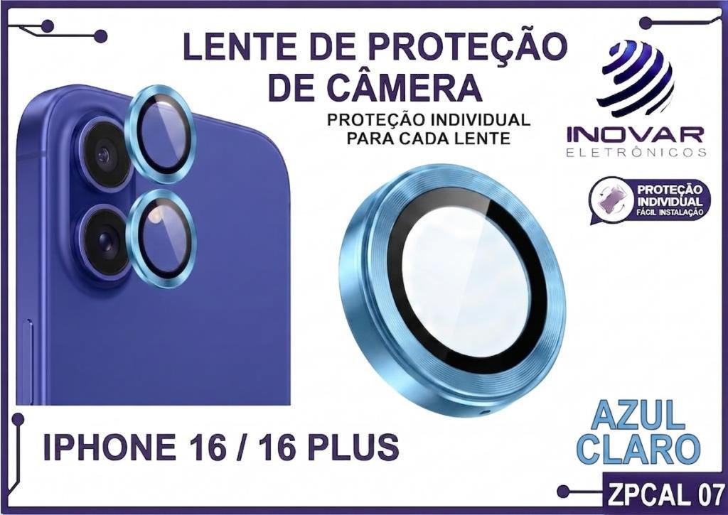 ZPCAL 07 LENTE DE CÂMERA UNITARIO LISA - IPHONE 16/16 PLUS - azul claro
