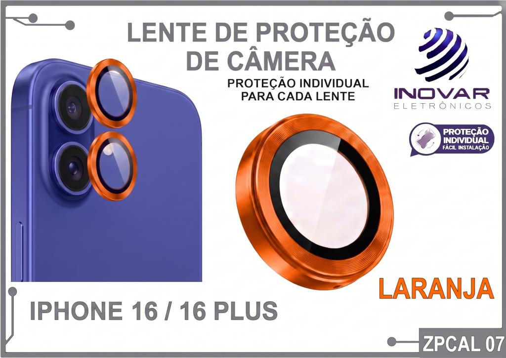 ZPCAL 07 LENTE DE CÂMERA UNITARIO LISA - IPHONE 16/16 PLUS - titanium/laranja