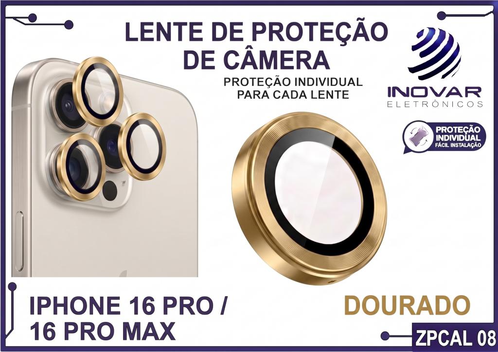 ZPCAL 08 LENTE DE CÂMERA UNITARIO LISA - IPHONE 16 PRO/16 PRO MAX - dourado