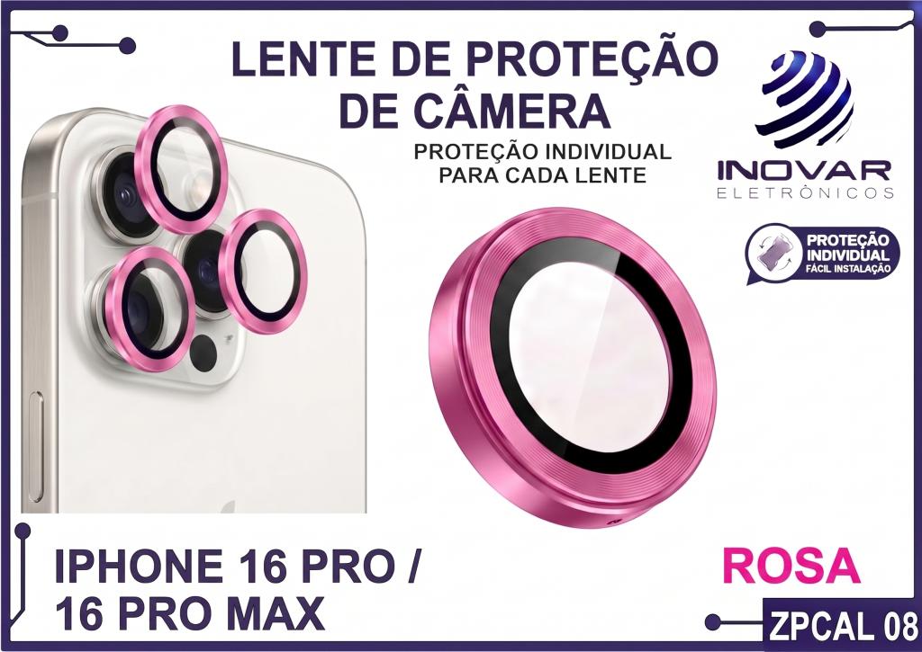 ZPCAL 08 LENTE DE CÂMERA UNITARIO LISA - IPHONE 16 PRO/16 PRO MAX - rosa