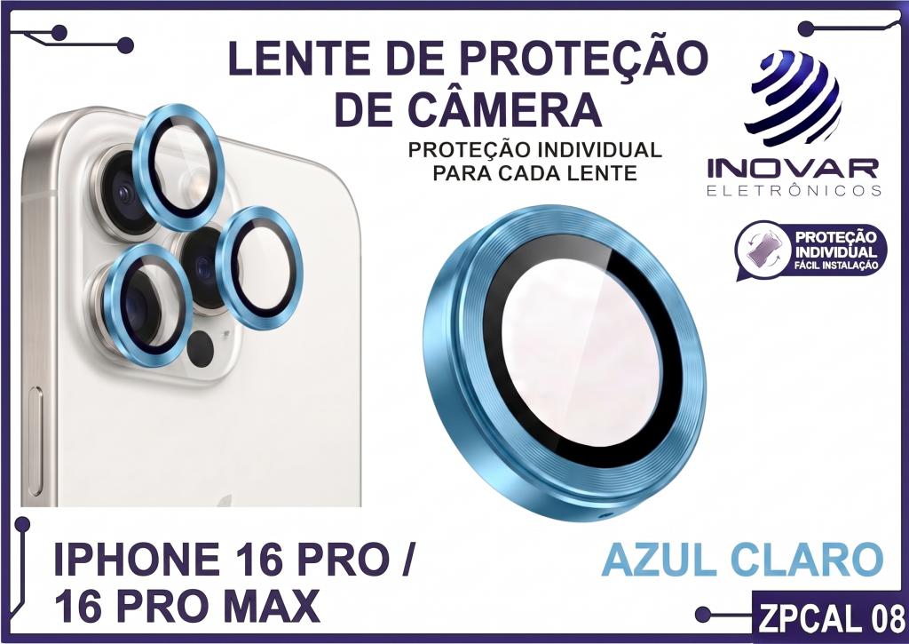 ZPCAL 08 LENTE DE CÂMERA UNITARIO LISA - IPHONE 16 PRO/16 PRO MAX - azul claro