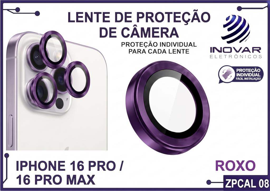 ZPCAL 08 LENTE DE CÂMERA UNITARIO LISA - IPHONE 16 PRO/16 PRO MAX - roxo