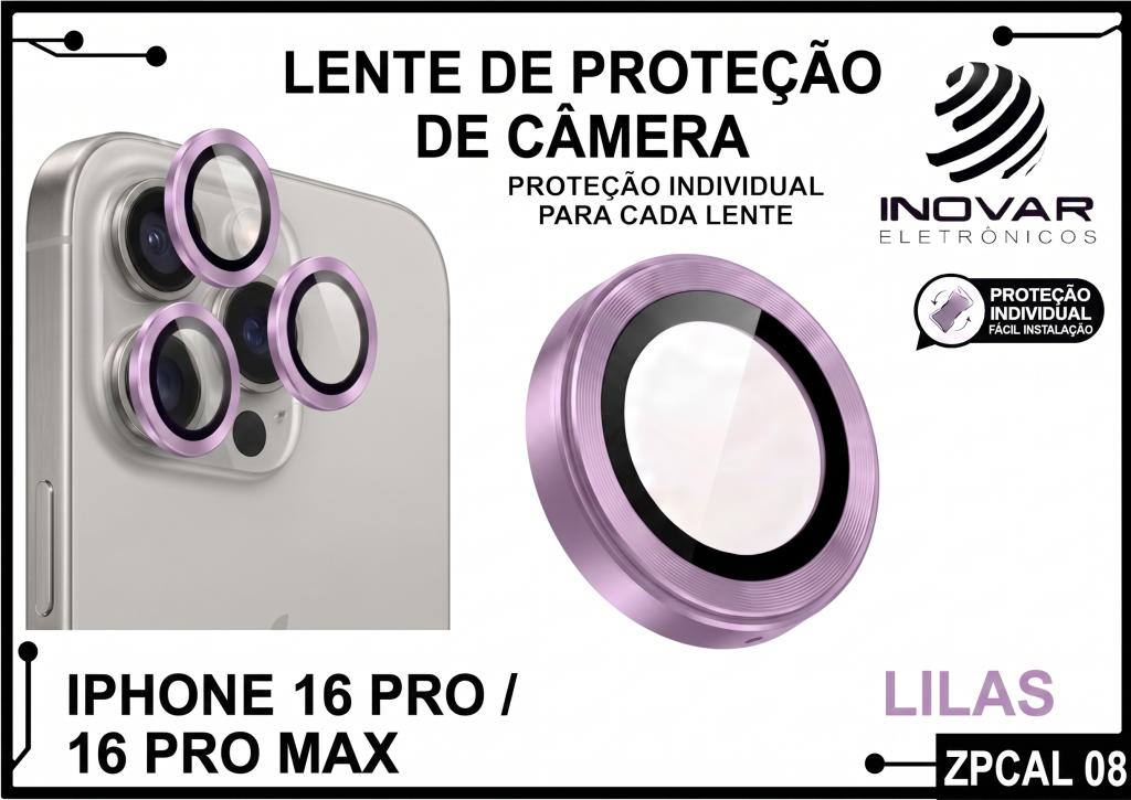 ZPCAL 08 LENTE DE CÂMERA UNITARIO LISA - IPHONE 16 PRO/16 PRO MAX - lilás