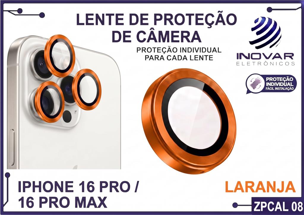 ZPCAL 08 LENTE DE CÂMERA UNITARIO LISA - IPHONE 16 PRO/16 PRO MAX - titanium/laranja