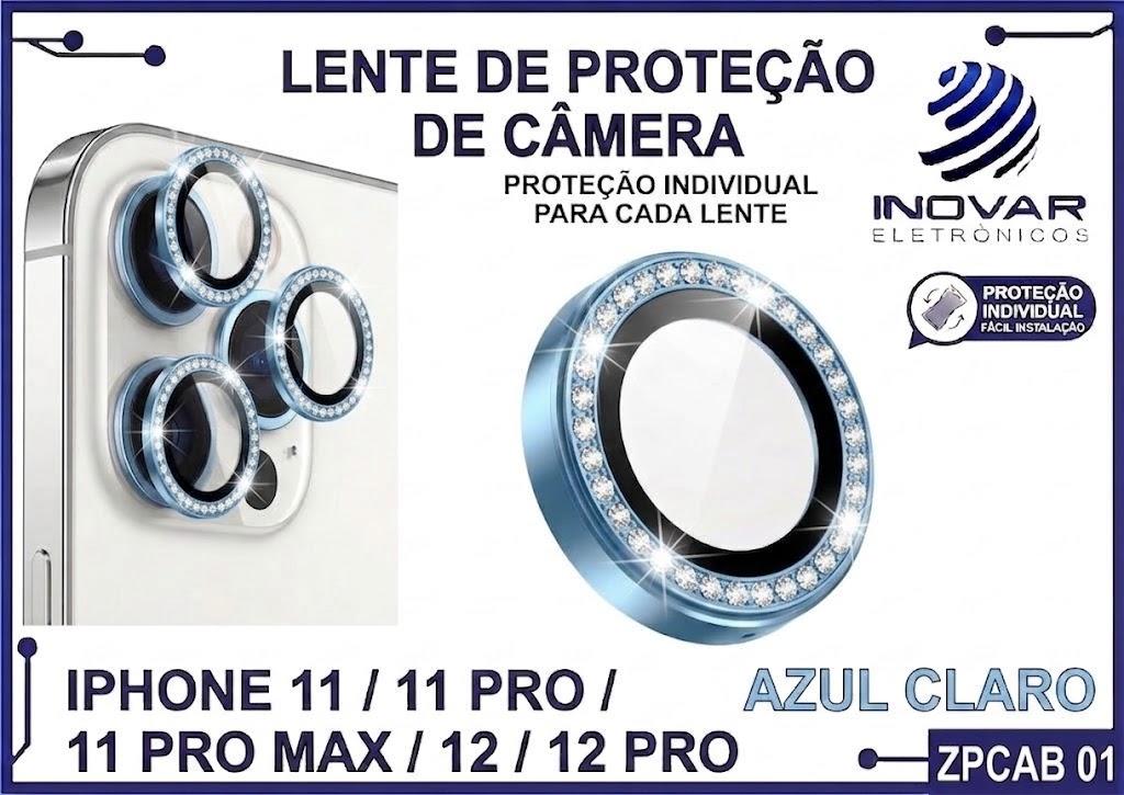 ZPCAB 01 LENTE DE CÂMERA UNITARIO BRILHO - IPHONE 11/11 PRO/11 PRO MAX/12/12 PRO - azul claro