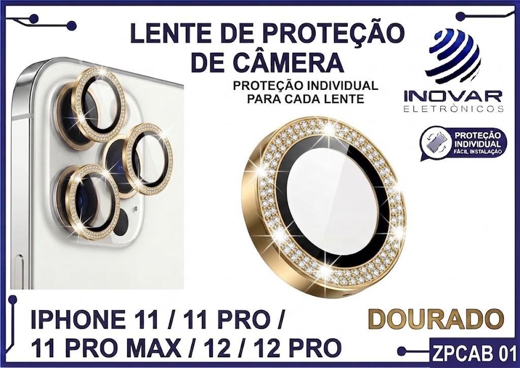 ZPCAB 01 LENTE DE CÂMERA UNITARIO BRILHO - IPHONE 11/11 PRO/11 PRO MAX/12/12 PRO - dourado