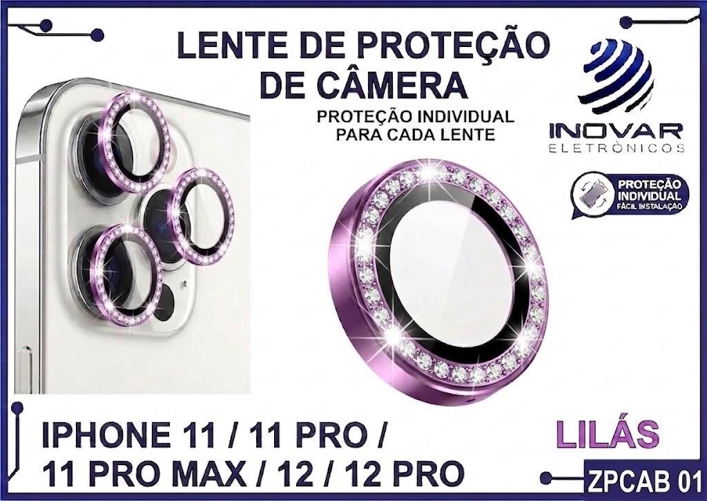 ZPCAB 01 LENTE DE CÂMERA UNITARIO BRILHO - IPHONE 11/11 PRO/11 PRO MAX/12/12 PRO - lilás