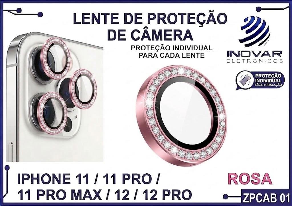 ZPCAB 01 LENTE DE CÂMERA UNITARIO BRILHO - IPHONE 11/11 PRO/11 PRO MAX/12/12 PRO - rosa