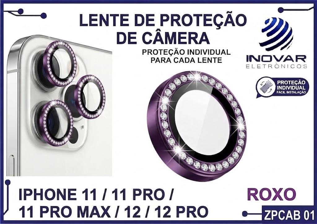 ZPCAB 01 LENTE DE CÂMERA UNITARIO BRILHO - IPHONE 11/11 PRO/11 PRO MAX/12/12 PRO - roxo