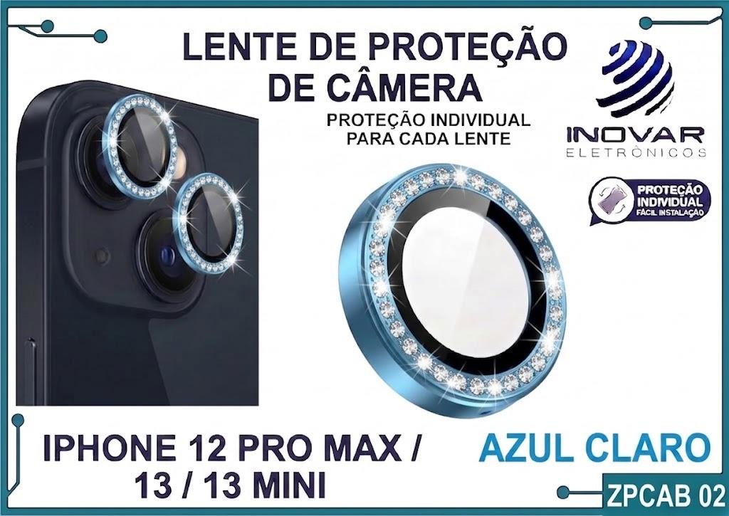 ZPCAB 02 LENTE DE CÂMERA UNITARIO BRILHO - IPHONE 12 PRO MAX/13/13 MINI - azul claro