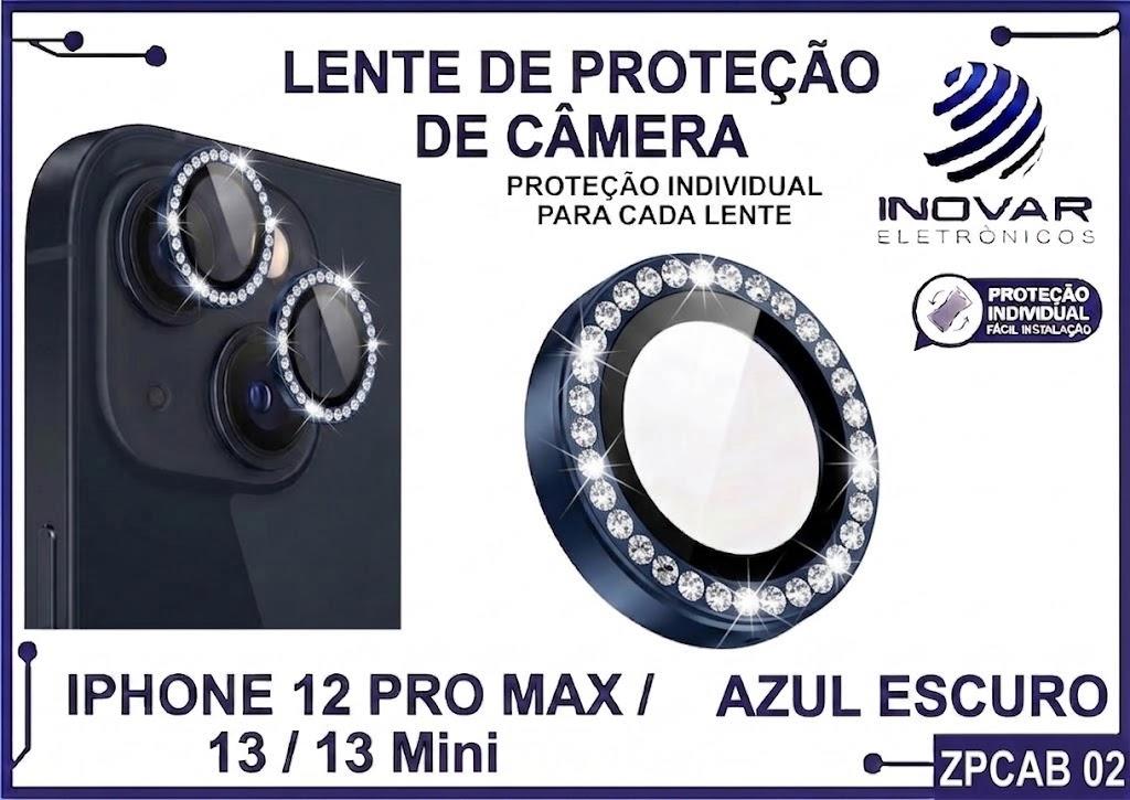 ZPCAB 02 LENTE DE CÂMERA UNITARIO BRILHO - IPHONE 12 PRO MAX/13/13 MINI - azul escuro