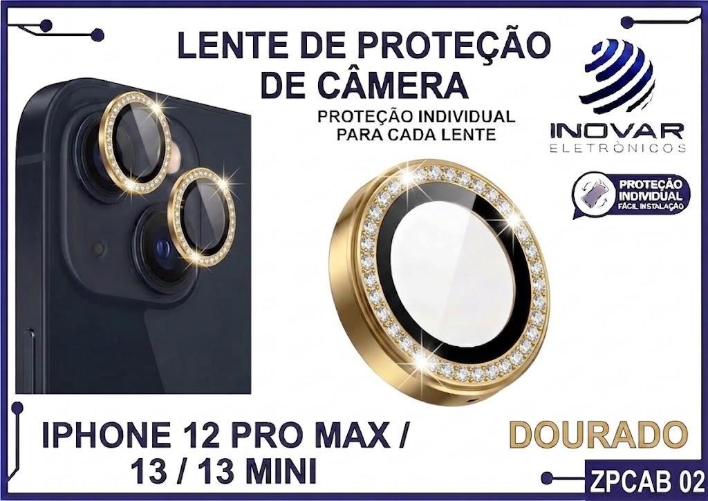 ZPCAB 02 LENTE DE CÂMERA UNITARIO BRILHO - IPHONE 12 PRO MAX/13/13 MINI - dourado