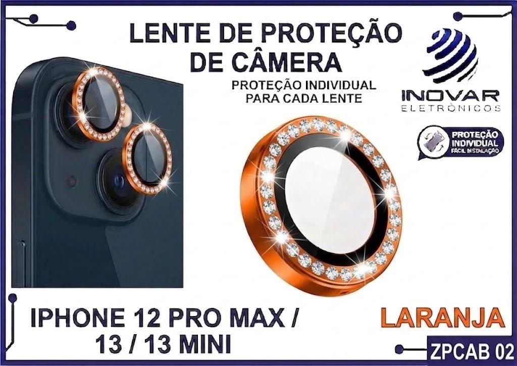 ZPCAB 02 LENTE DE CÂMERA UNITARIO BRILHO - IPHONE 12 PRO MAX/13/13 MINI - laranja