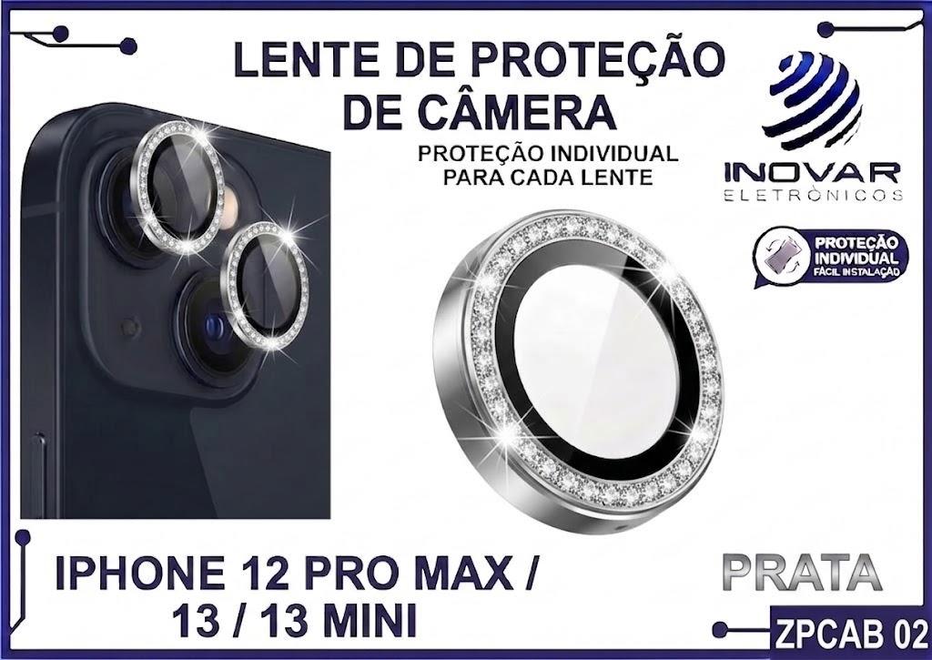 ZPCAB 02 LENTE DE CÂMERA UNITARIO BRILHO - IPHONE 12 PRO MAX/13/13 MINI - prata