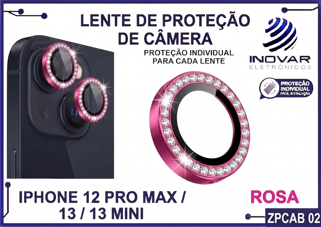 ZPCAB 02 LENTE DE CÂMERA UNITARIO BRILHO - IPHONE 12 PRO MAX/13/13 MINI - rosa