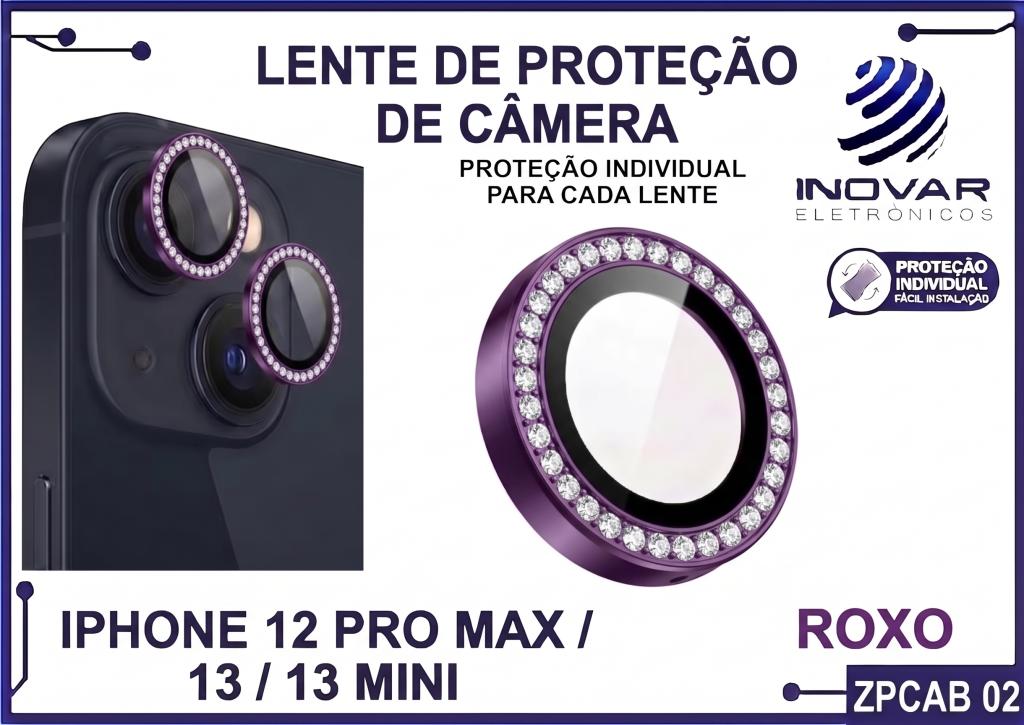 ZPCAB 02 LENTE DE CÂMERA UNITARIO BRILHO - IPHONE 12 PRO MAX/13/13 MINI - roxo
