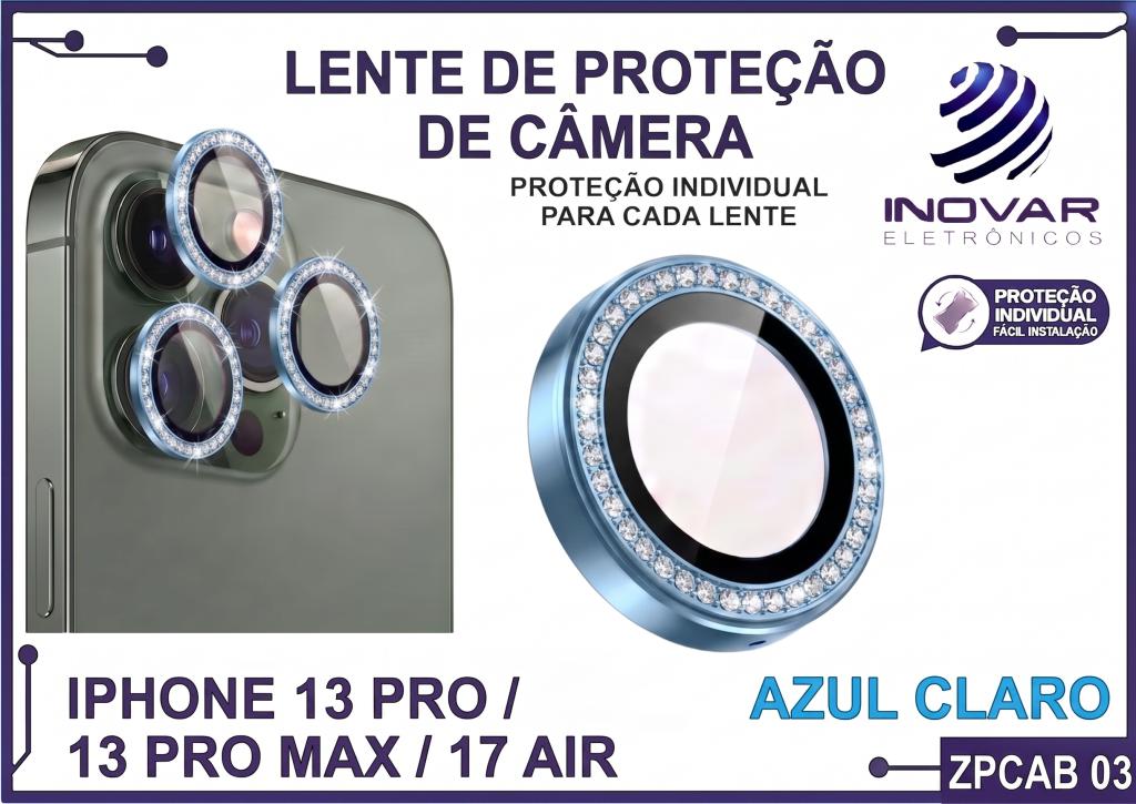 ZPCAB 03 LENTE DE CÂMERA UNITARIO BRILHO - IPHONE 13 PRO/13 PRO MAX/17 AIR - azul claro