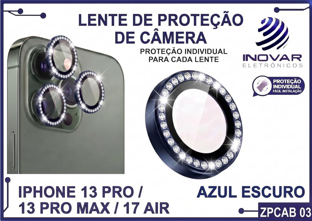 ZPCAB 03 LENTE DE CÂMERA UNITARIO BRILHO - IPHONE 13 PRO/13 PRO MAX/17 AIR - azul escuro