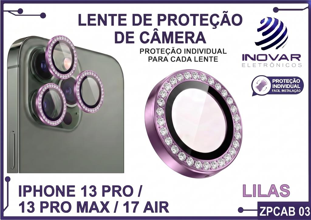 ZPCAB 03 LENTE DE CÂMERA UNITARIO BRILHO - IPHONE 13 PRO/13 PRO MAX/17 AIR - lilás