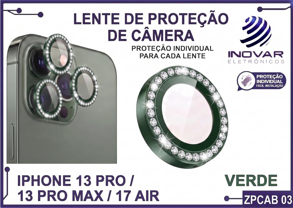 ZPCAB 03 LENTE DE CÂMERA UNITARIO BRILHO - IPHONE 13 PRO/13 PRO MAX/17 AIR - verde