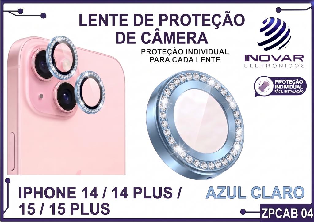 ZPCAB 04 LENTE DE CÂMERA UNITARIO BRILHO - IPHONE 14/14 PLUS/15/15 PLUS - azul claro