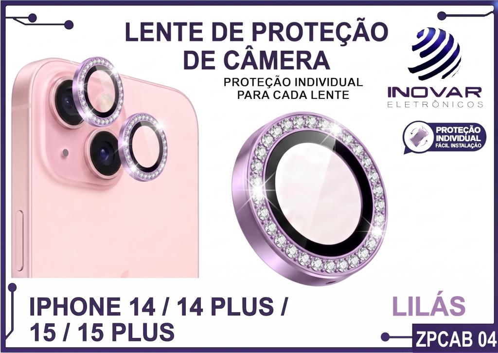 ZPCAB 04 LENTE DE CÂMERA UNITARIO BRILHO - IPHONE 14/14 PLUS/15/15 PLUS - lilás