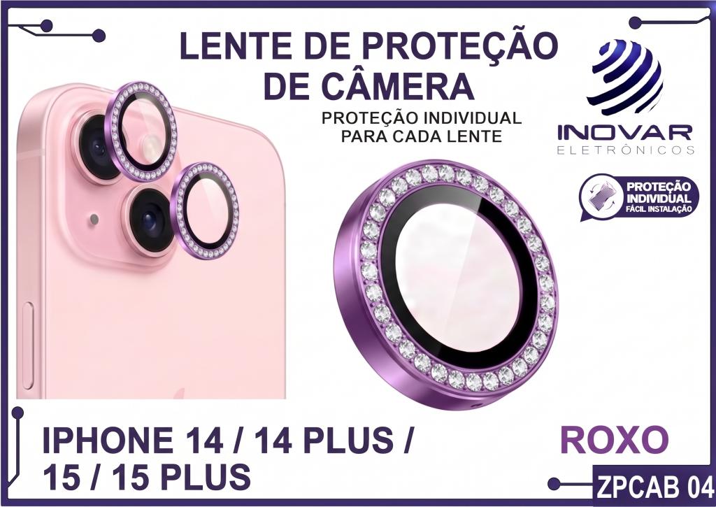 ZPCAB 04 LENTE DE CÂMERA UNITARIO BRILHO - IPHONE 14/14 PLUS/15/15 PLUS - roxo