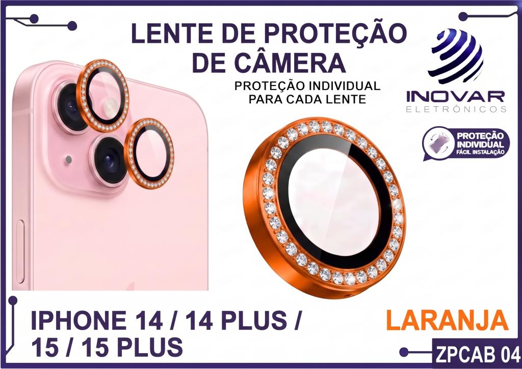 ZPCAB 04 LENTE DE CÂMERA UNITARIO BRILHO - IPHONE 14/14 PLUS/15/15 PLUS - titanium/laranja